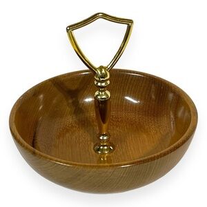 Vtg Oregon Myrtlewood Candy‎ Dish Nut Bowl with Handle 6" Diameter Table Decor